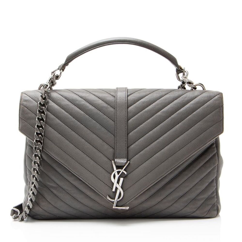Saint Laurent Matelasse Calfskin Monogram College Large Shoulder Bag